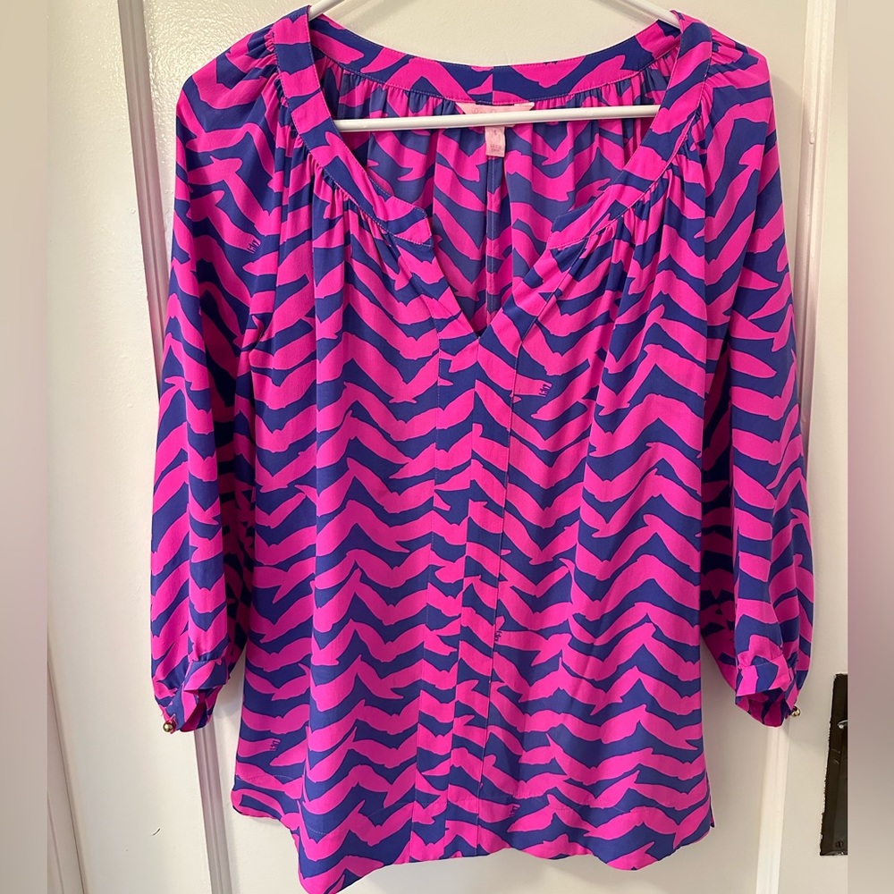 Lilly Pulitzer chevron silk top